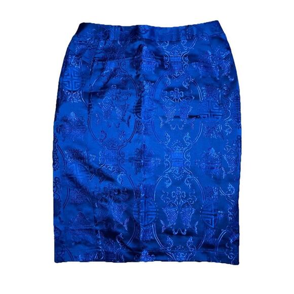 Playgirl By True Corset Dresses & Skirts - True Corset Playgirl Royal Blue Brocade Pencil Skirt Coquette Bodycon Women’s L